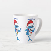 Grappig overzicht van de cartoon van de kersthaai latte mok (Rechterhoek)