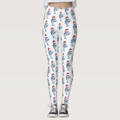 Grappig overzicht van de cartoon van de kersthaai leggings (Voorkant)