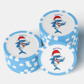 Grappig overzicht van de cartoon van de kersthaai poker chips (Opstapeling)