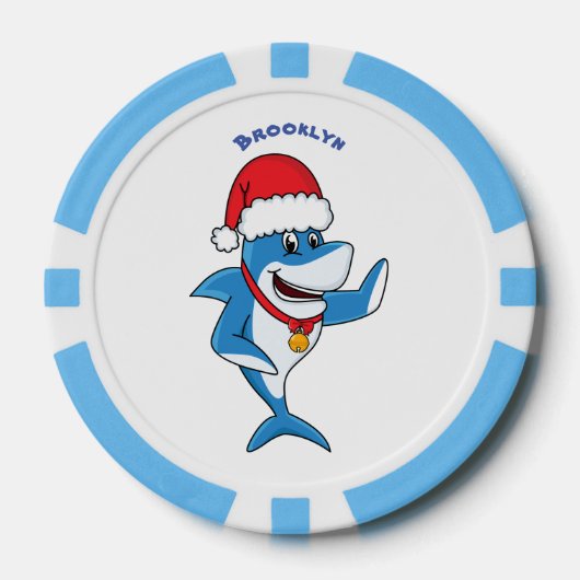Grappig overzicht van de cartoon van de kersthaai poker chips (Voorkant)