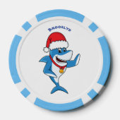 Grappig overzicht van de cartoon van de kersthaai poker chips (Achterkant)