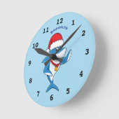 Grappig overzicht van de cartoon van de kersthaai ronde klok (Hoek)