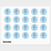 Grappig overzicht van de cartoon van de kersthaai ronde sticker (Vel)