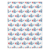 Grappig overzicht van de cartoon van de kersthaai tafelkleed (Voorkant)