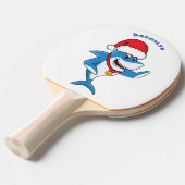 Grappig overzicht van de cartoon van de kersthaai tafeltennisbatje (Voorkant Gekanteld)
