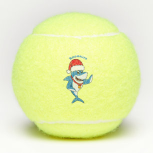 Grappig overzicht van de cartoon van de kersthaai tennisballen