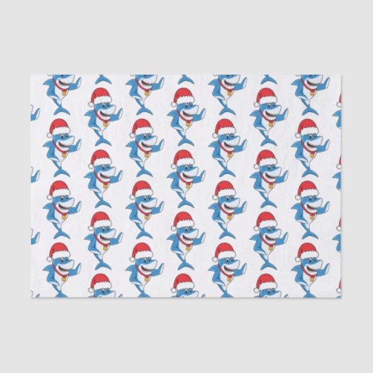 Grappig overzicht van de cartoon van de kersthaai tissuepapier (Voorkant)