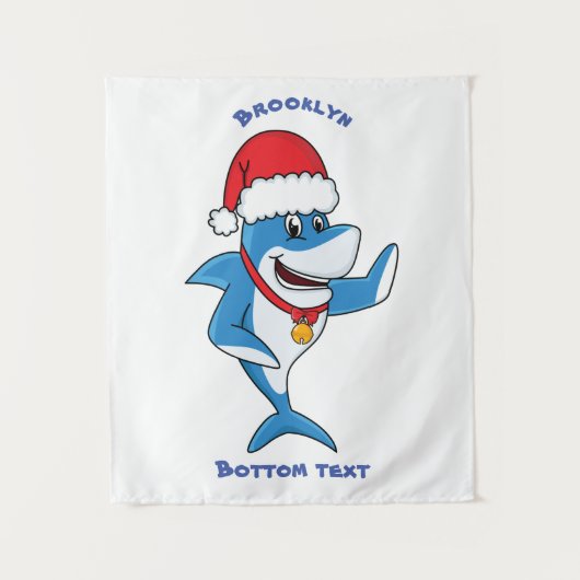 Grappig overzicht van de cartoon van de kersthaai wandkleed (Voorkant)