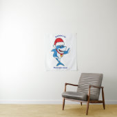 Grappig overzicht van de cartoon van de kersthaai wandkleed (In situ)
