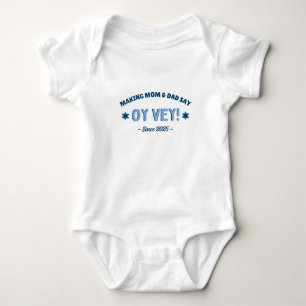 Grappig "Oy Vey" Schattige Blauw Joods Romper