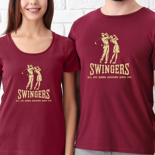 Grappig paar aangepaste Golf Gift Matching T-shirt