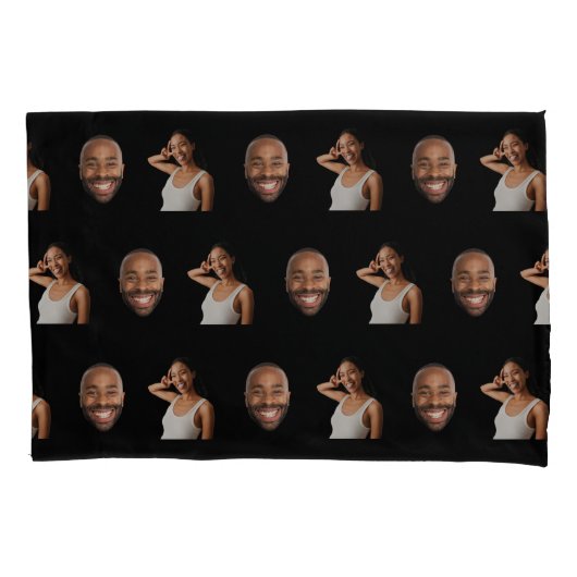 Grappig paar gepersonaliseerde 2 gezicht foto kussensloop (Voorkant)