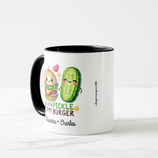 Grappig paar Gift "Pickle to My Burger" Custom Mok (Voorkant links)