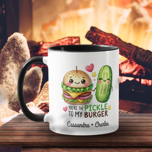 Grappig paar Gift "Pickle to My Burger" Custom Mok
