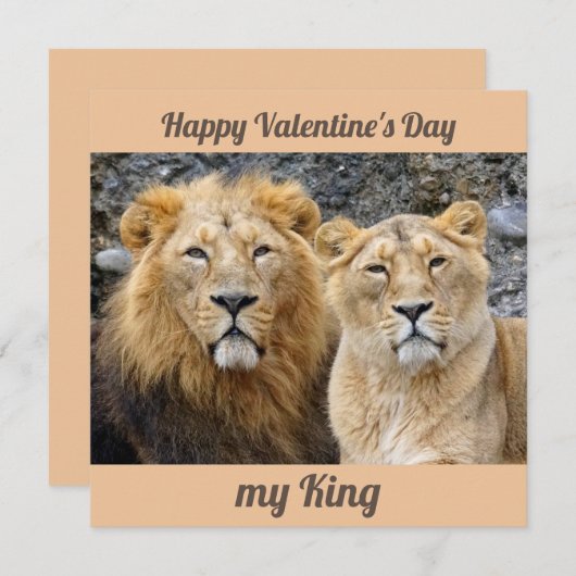 Grappig paar leeuwen valentijnen kaart (Voorkant / Achterkant)