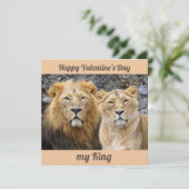 Grappig paar leeuwen valentijnen kaart (Staand voorkant)
