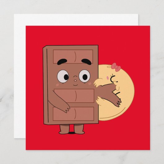 Grappig paar liefde pannenkoek eten Choco Kaart (Voorkant / Achterkant)