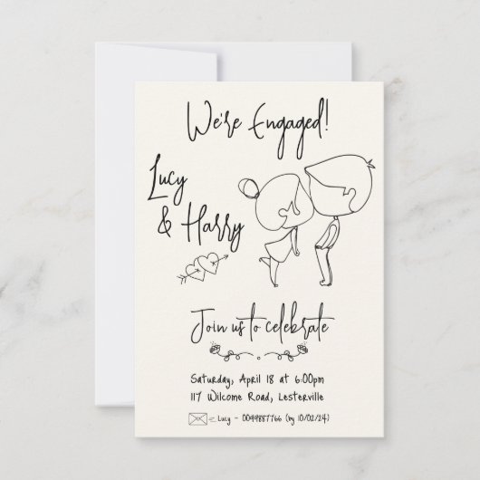 Grappig paar minimale verloving uitnodiging (Voorkant)