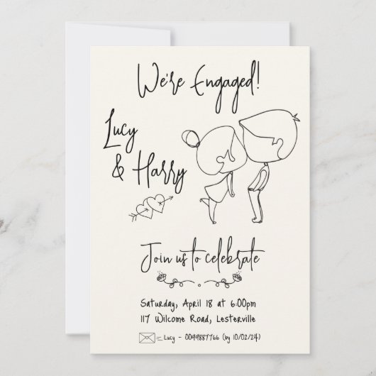 Grappig paar minimale verloving uitnodiging (Voorkant)