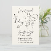 Grappig paar minimale verloving uitnodiging (Staand voorkant)