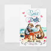 Grappig paar otters bruiloft save the date (Voorkant / Achterkant)