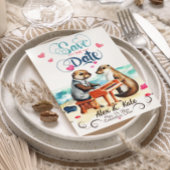 Grappig paar otters bruiloft save the date