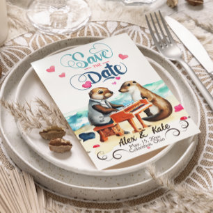 Grappig paar otters bruiloft save the date