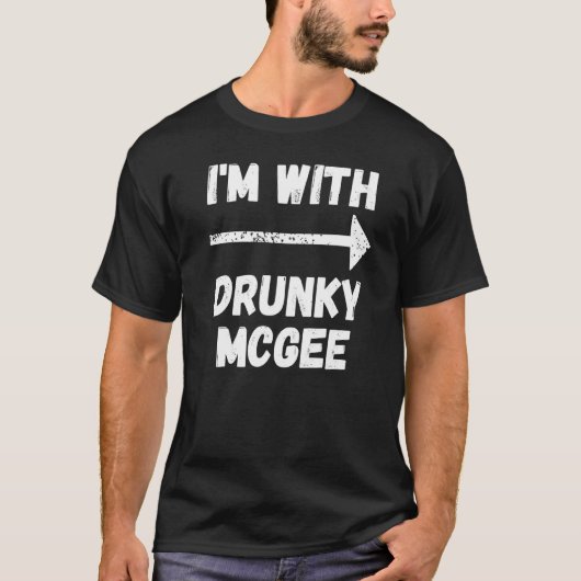Grappig paar sint-patricks dag ik ben met Drunky M T-shirt (Voorkant)