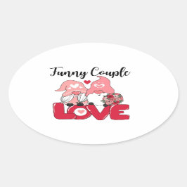 Grappig paar voor schattig een Valentijnsdag 2024 Ovale Sticker