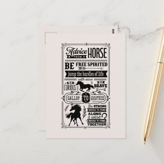 Grappig paard advies woord art Land Briefkaart (Voorkant / Achterkant in situ)