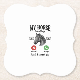 Grappig Paard Bellen Vintage Gravure T-Shirt_1 Kartonnen Onderzetters