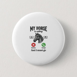 Grappig Paard Bellen Vintage Gravure T-Shirt_1 Ronde Button 5,7 Cm