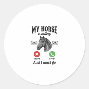Grappig Paard Bellen Vintage Gravure T-Shirt_1 Ronde Sticker
