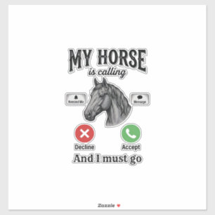 Grappig Paard Bellen Vintage Gravure T-Shirt_1 Sticker