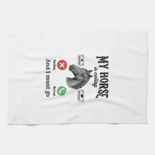 Grappig Paard Bellen Vintage Gravure T-Shirt_1 Theedoek
