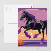Grappig Paard dat Basketbal Speelt Briefkaart (Voorkant / Achterkant)