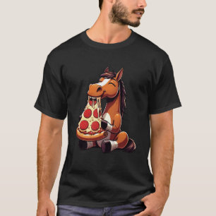 Grappig Paard Eet Pizza Grafisch Jongens Meisjes V T-shirt