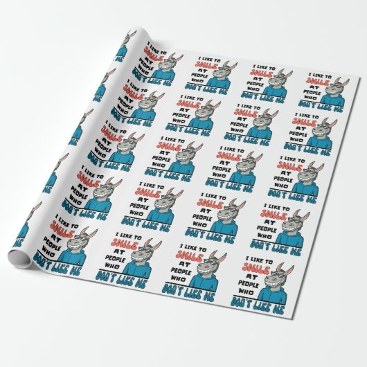 Grappig paard ezel glimlach naar mensen sarcastisc cadeaupapier (Uitgerold)