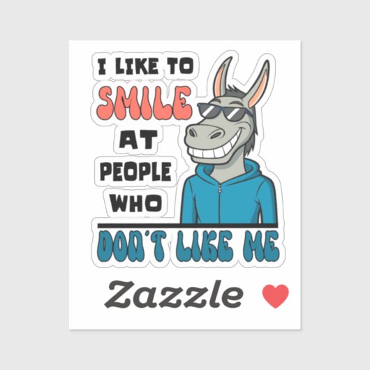 Grappig paard ezel glimlach naar mensen sarcastisc sticker (Vel)