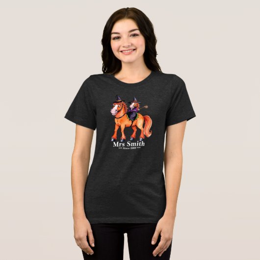 Grappig paard heks paar Tri-Blend shirt (Voorkant volledig)