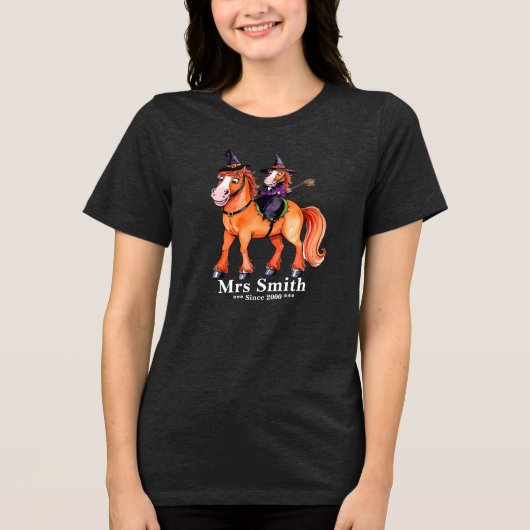 Grappig paard heks paar Tri-Blend shirt (Voorkant)