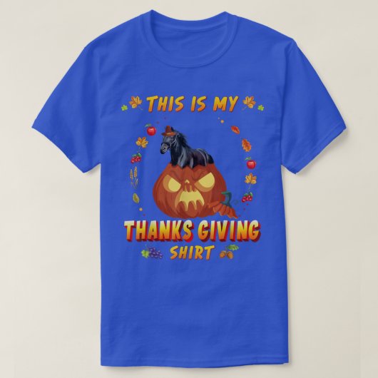 Grappig paard in de herfst van de pompoen... t-shirt (Design voorkant)