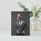 Grappig paard in het pak briefkaart (Staand voorkant)