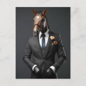 Grappig paard in het pak briefkaart (Voorkant)
