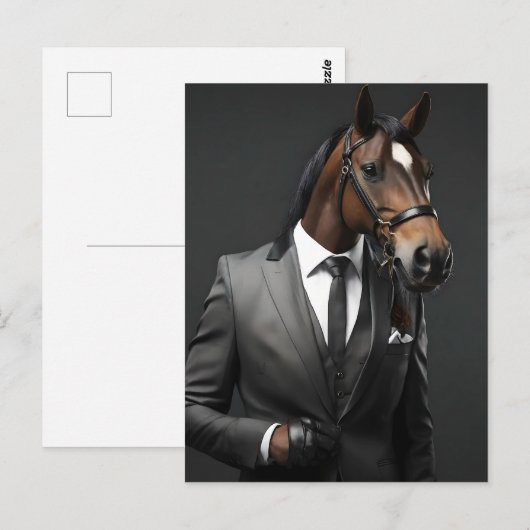 Grappig paard in het pak briefkaart (Voorkant / Achterkant)