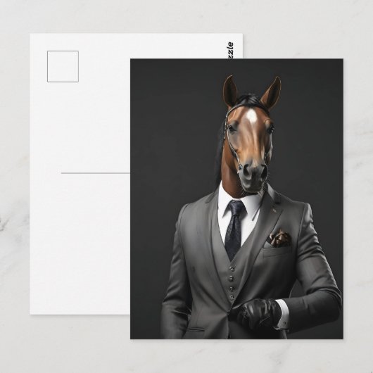 Grappig paard in het pak briefkaart (Voorkant / Achterkant)