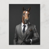 Grappig paard in het pak briefkaart (Voorkant)