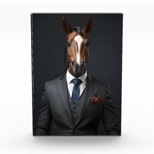 Grappig paard in het pak fotoblokken (Voorkant)