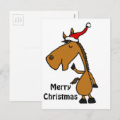 Grappig Paard in Santa Hat Kerstkunst Feestdagenkaart (Voorkant / Achterkant)