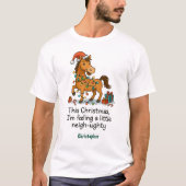Grappig Paard Kerstboerderij – Aangepaste Naam T-shirt (Voorkant)